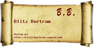 Blitz Bertram névjegykártya